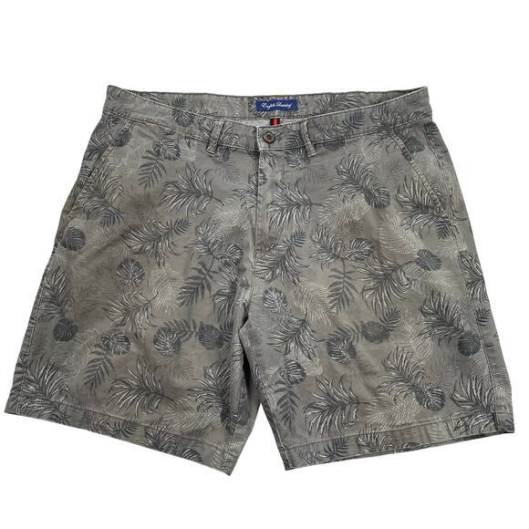 English Laundry Shorts Mens 38 Gray Tropical Hawaiian Cotton Stretch 8.5" Inseam - Picture 2 of 10